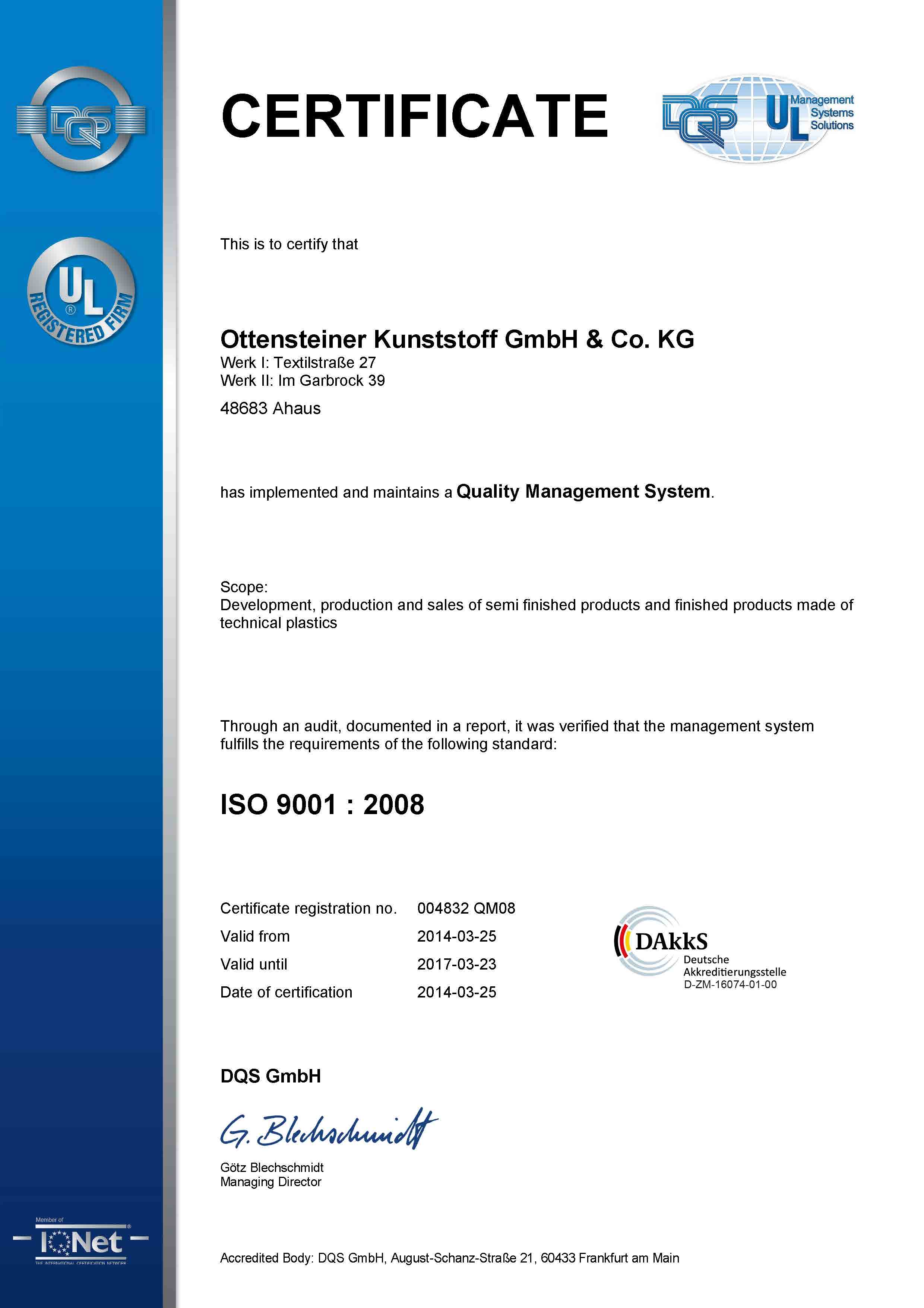 004832 - Ottensteiner Kunststoff GmbH & Co. KG - certificate - Englisch - 2014-03-25 - QM08